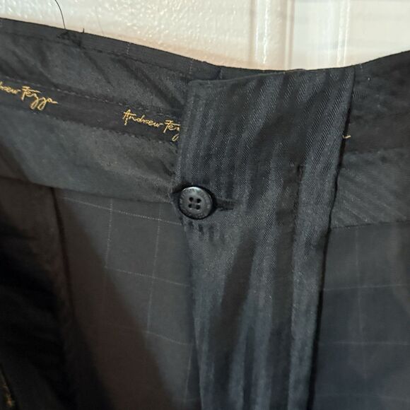 Andrew Fezza Men's 40x32 Plaid Black Straight Leg Slacks Dress Pants - Picture 15 of 16